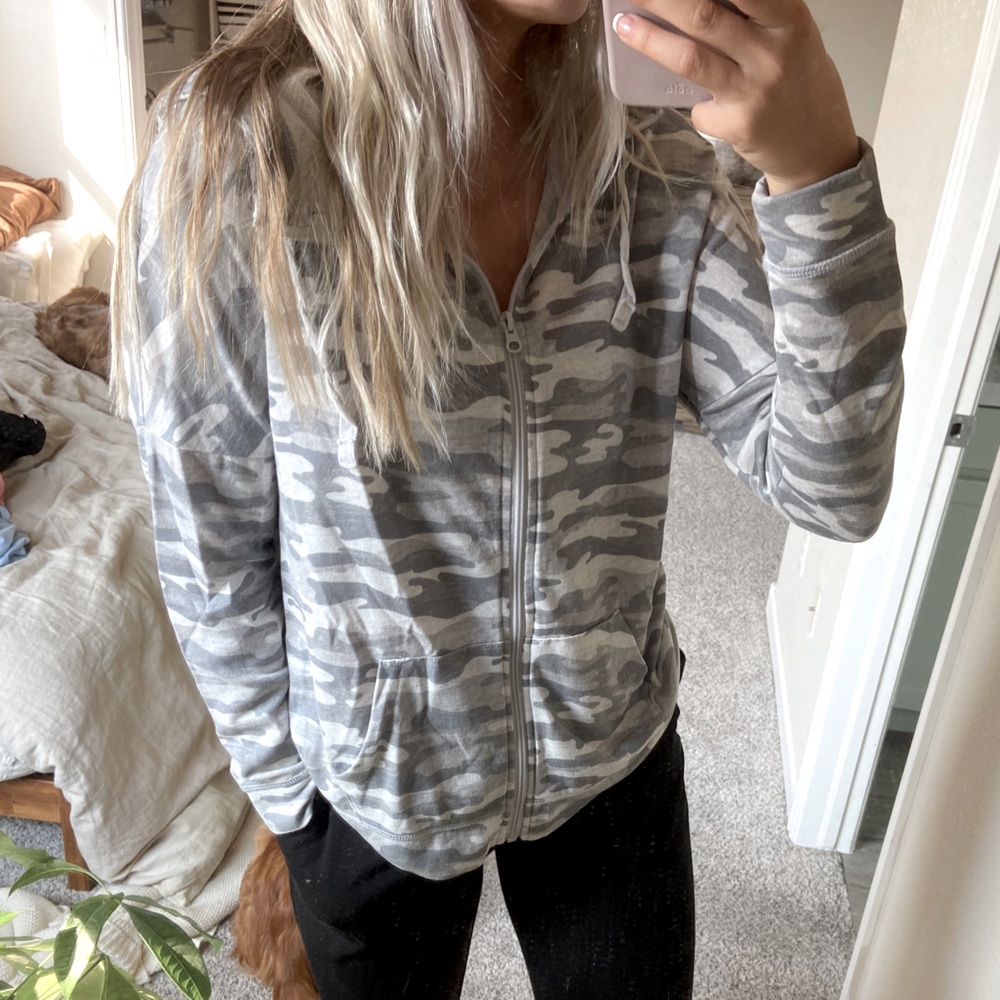 Grey Camo Zip Up Hoodie
